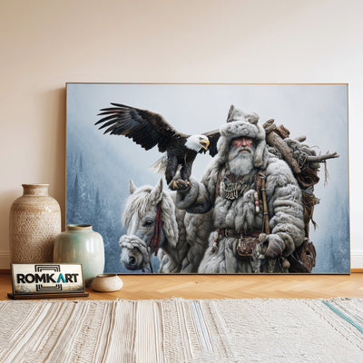 Mountain Trapper in Full Winter Figurative Oil Painting - image 3