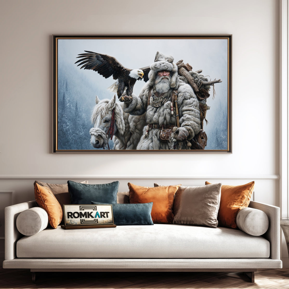 Mountain Trapper in Full Winter Figurative Oil Painting - image 4