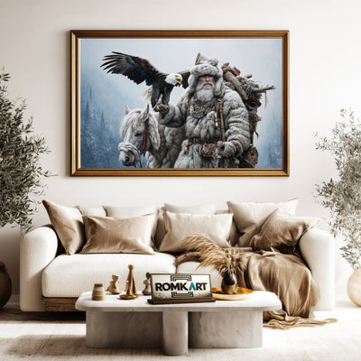 Mountain Trapper in Full Winter Figurative Oil Painting - image 5