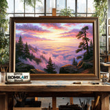 Mountain Vista Above The Clouds At Sunrise Oil Painting - image 2