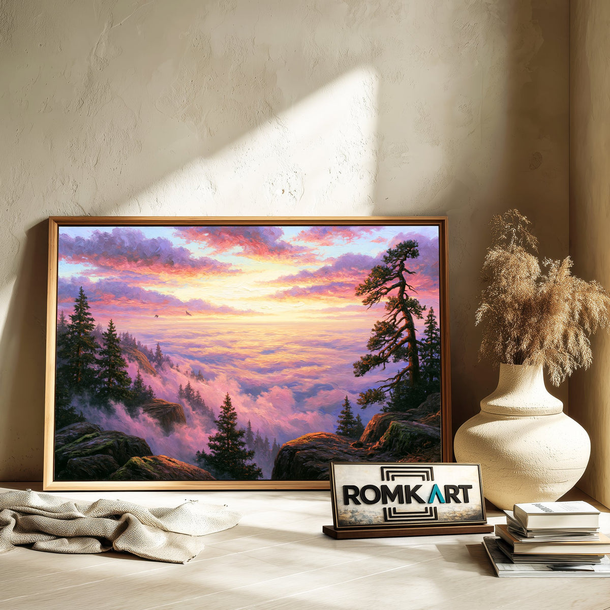 Mountain Vista Above The Clouds At Sunrise Oil Painting - image 6