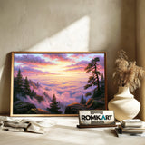 Mountain Vista Above The Clouds At Sunrise Oil Painting - image 6