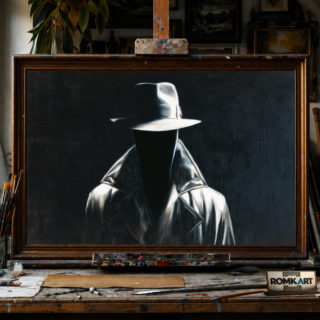 Mr Nobody Black hand-painted oil painting on canvas