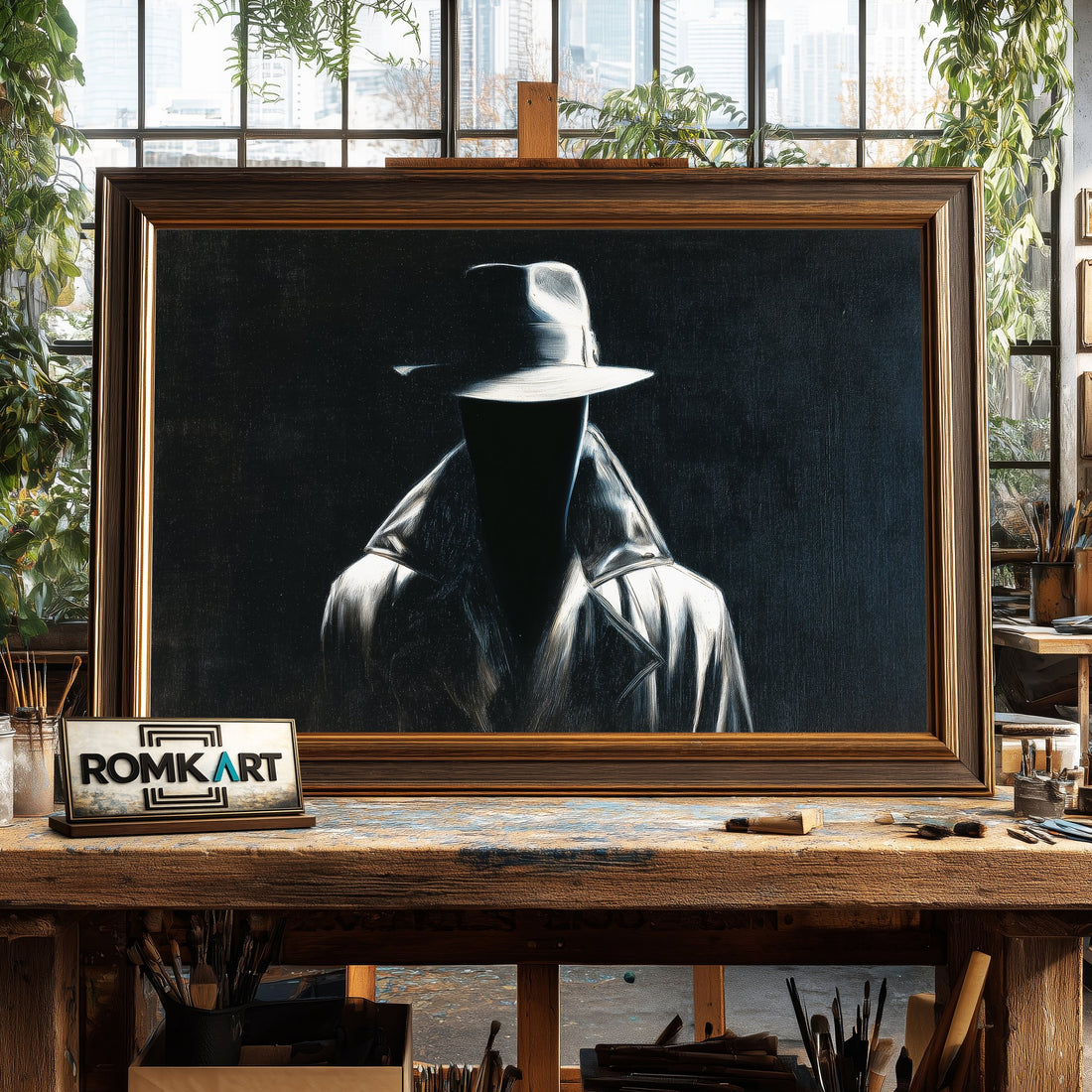 Mr Nobody Black hand-painted oil painting on canvas
