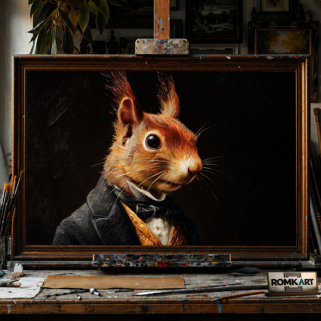 Mr Squirrel - Hand-Painted Oil Painting - View 1