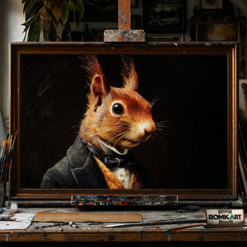 Mr Squirrel - Hand-Painted Oil Painting - View 1