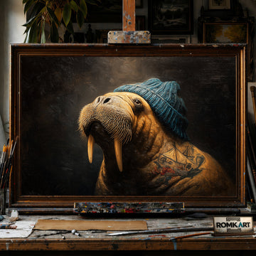 Mr walrus with Tattoo - Hand-Painted Oil Painting - View 1