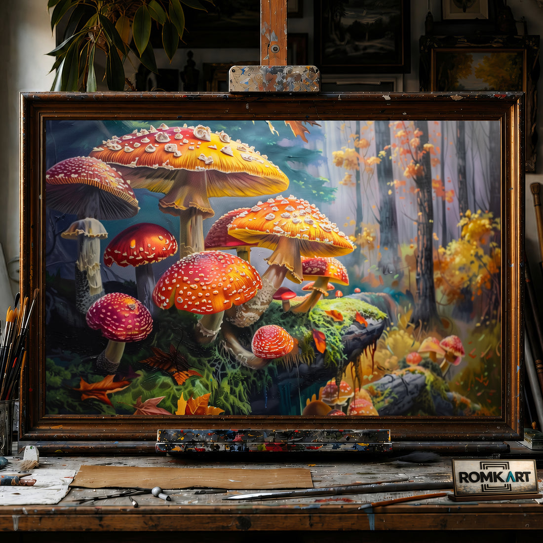 Mushroom World hand-painted oil painting on canvas
