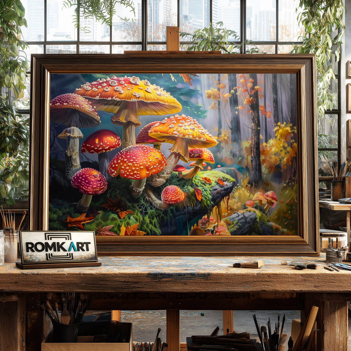 Mushroom World Fantasy Oil Painting - image 2