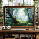 Mystical Forest Foggy Forest Landscape Oil Painting - image 2