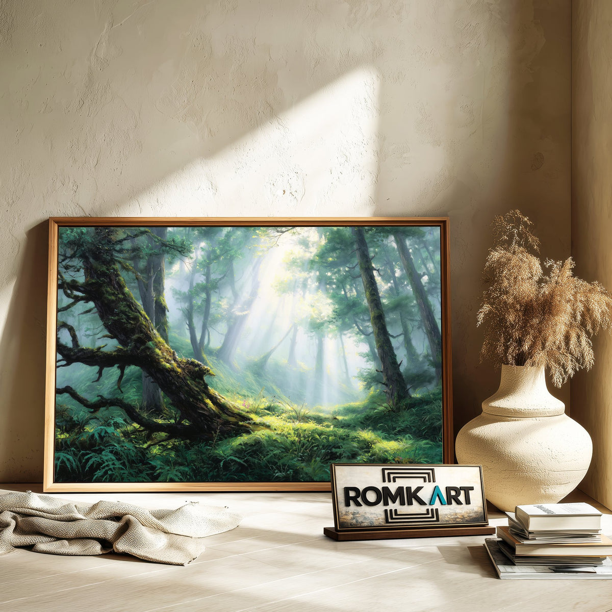 Mystical Forest Foggy Forest Landscape Oil Painting - image 6