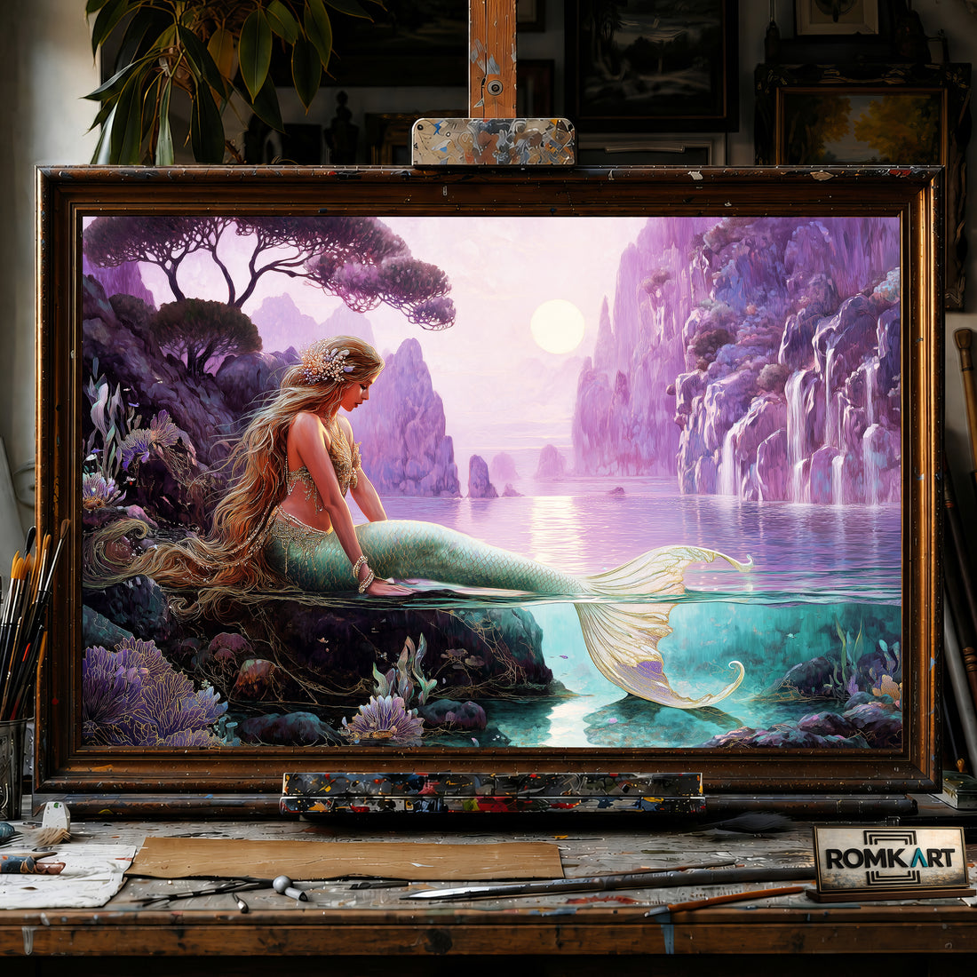 Mythical Mermaid hand-painted oil painting on canvas