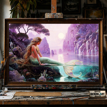 Mythical Mermaid hand-painted oil painting on canvas