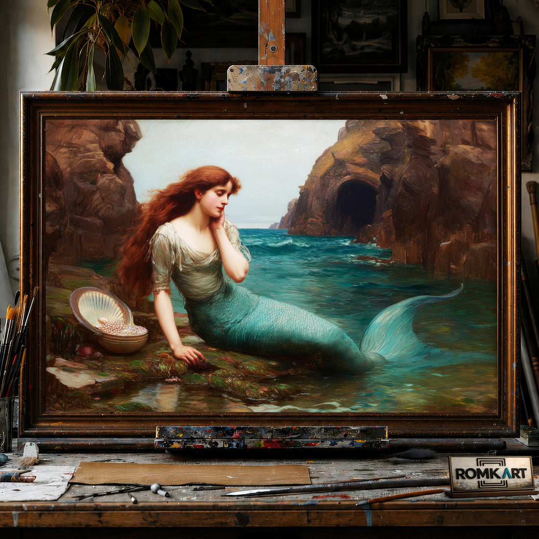 Mythological Mermaid hand-painted oil painting on canvas