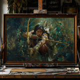Native American Archer hand-painted oil painting on canvas