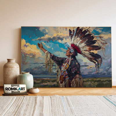 Native American Elder Oil Painting - image 3