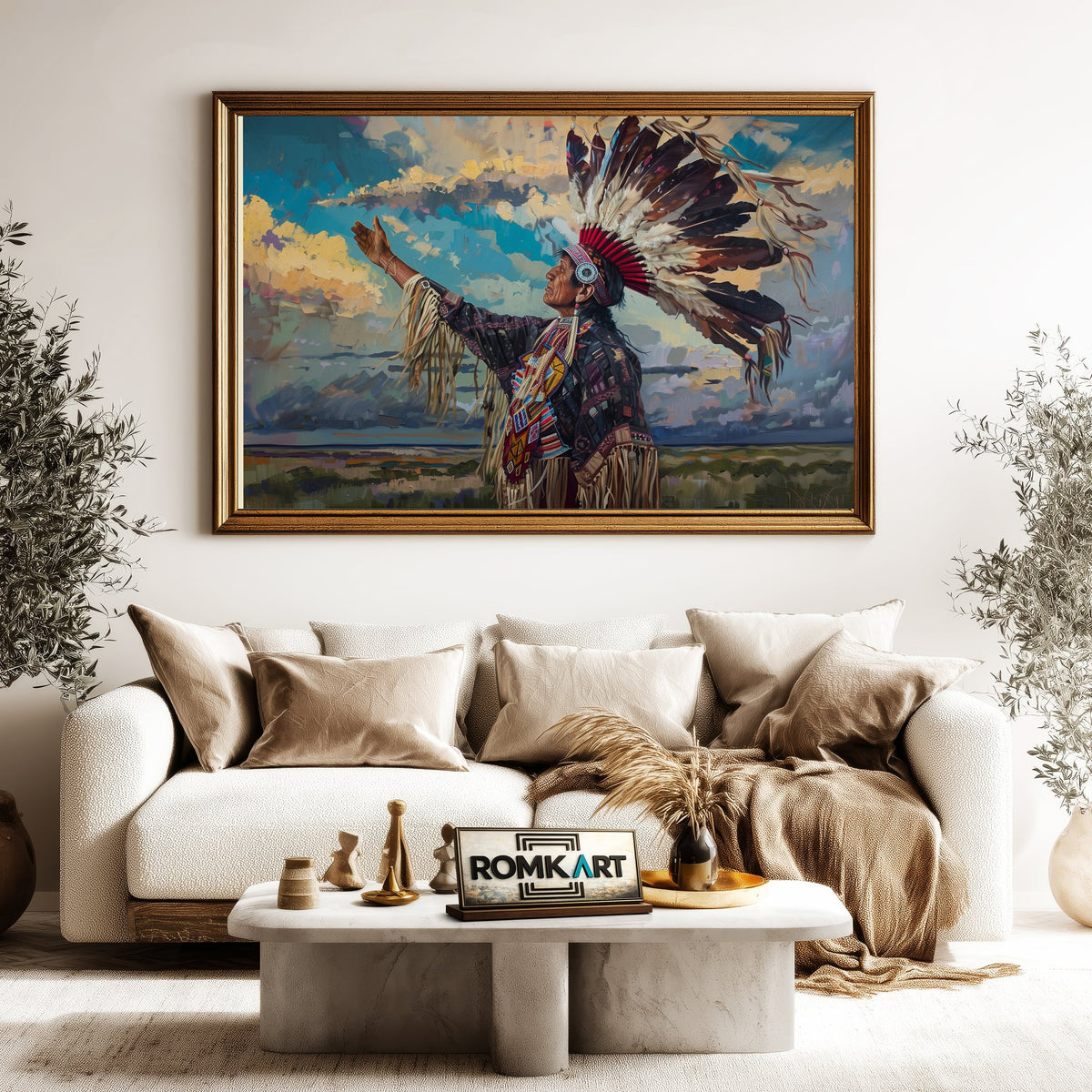 Native American Elder Oil Painting - image 5