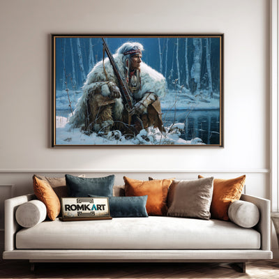 Native American Hunter Oil Painting - image 4