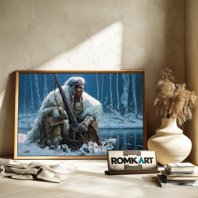 Native American Hunter Oil Painting - image 6