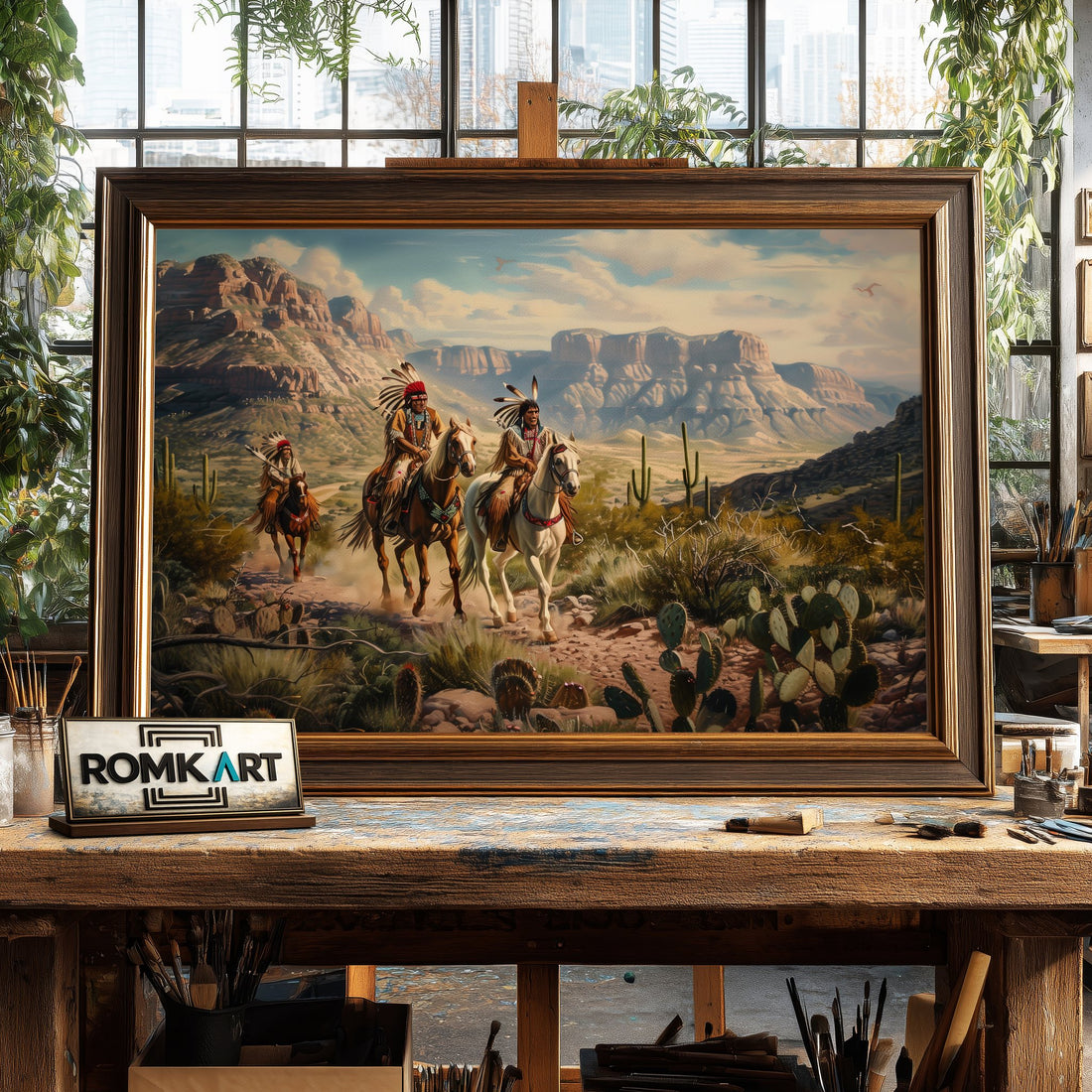 Native American Journeying hand-painted oil painting on canvas