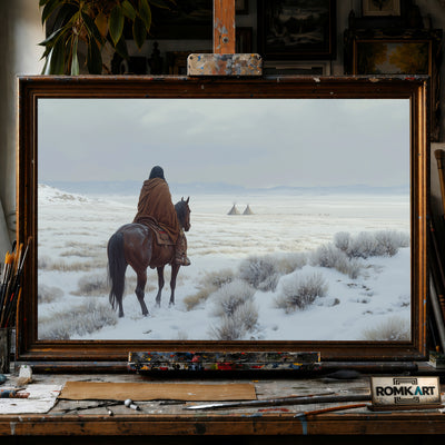 Native American hand-painted oil painting on canvas