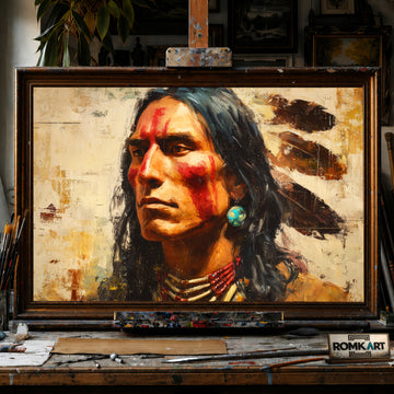 Native American Portrait hand-painted oil painting on canvas