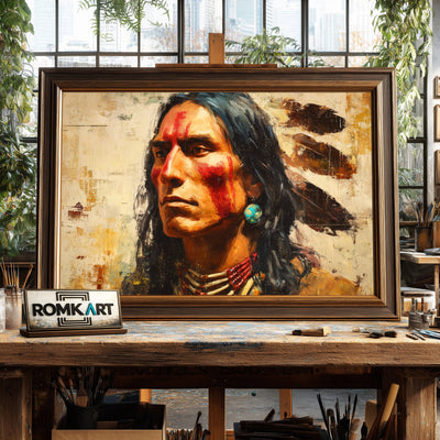 Native American Portrait Oil Painting - image 2