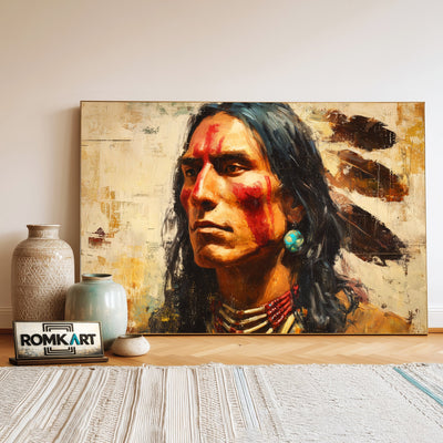 Native American Portrait Oil Painting - image 3