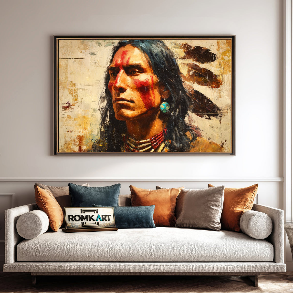 Native American Portrait Oil Painting - image 4