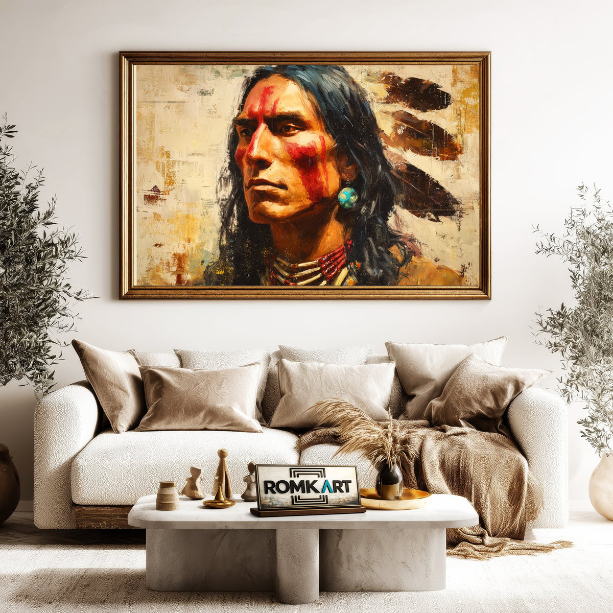 Native American Portrait Oil Painting - image 5
