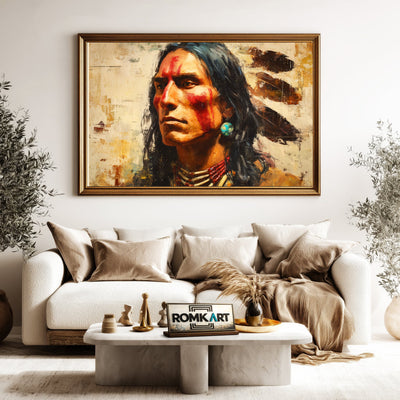 Native American Portrait Oil Painting - image 5
