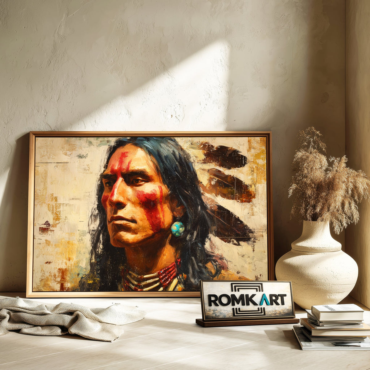 Native American Portrait Oil Painting - image 6