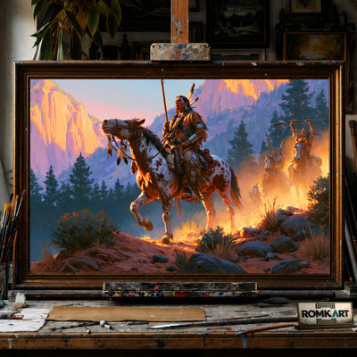 Native American Rider hand-painted oil painting on canvas