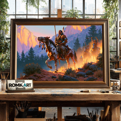 Native American Rider Oil Painting - image 2