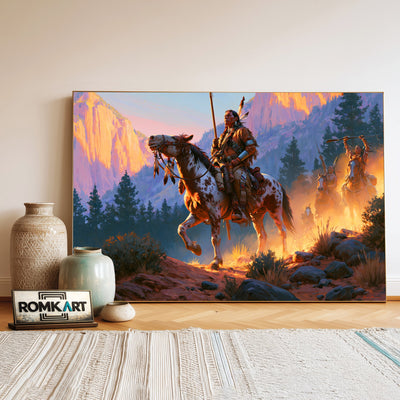 Native American Rider Oil Painting - image 3