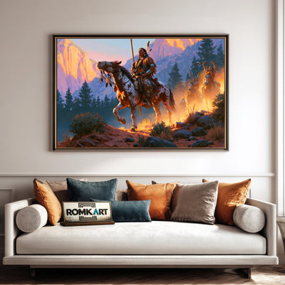 Native American Rider Oil Painting - image 4