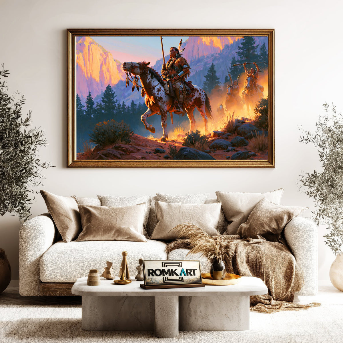 Native American Rider Oil Painting - image 5