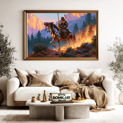 Native American Rider Oil Painting - image 5