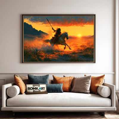 Native American Rider on Horseback Oil Painting - image 4