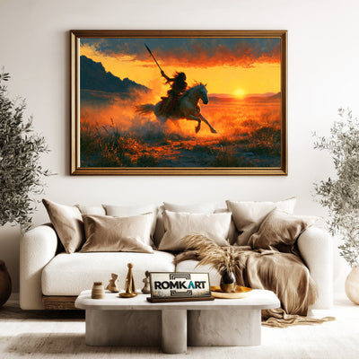 Native American Rider on Horseback Oil Painting - image 5