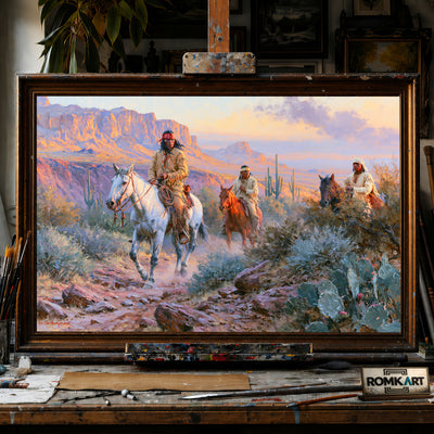 Native American Riders hand-painted oil painting on canvas