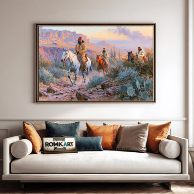 Native American Riders Oil Painting - image 4