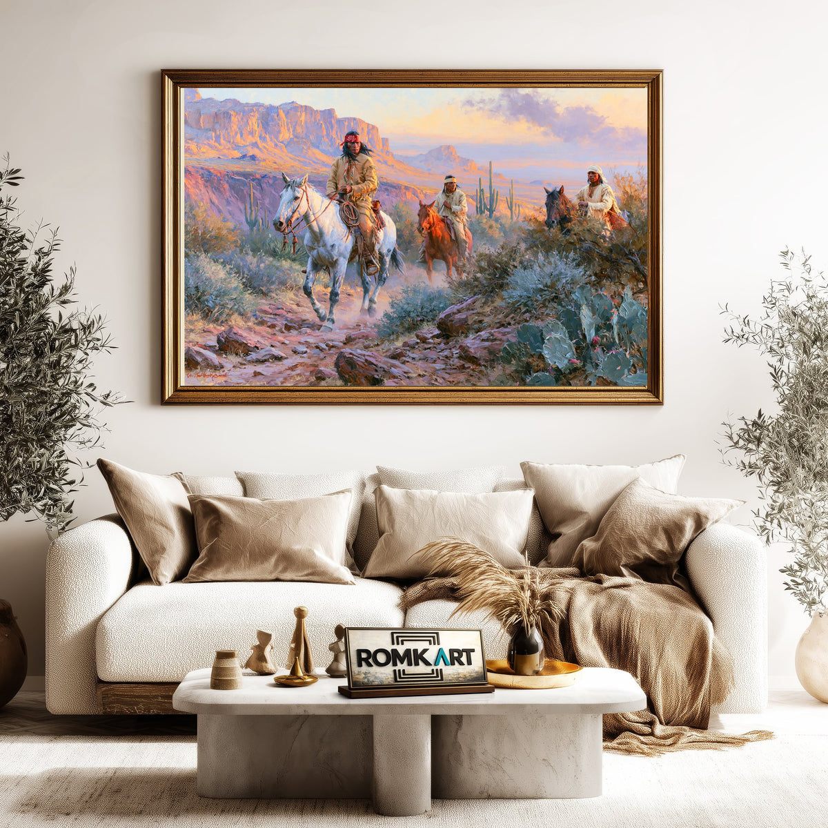 Native American Riders Oil Painting - image 5