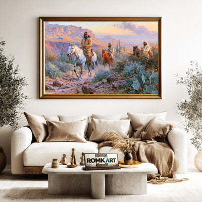 Native American Riders Oil Painting - image 5