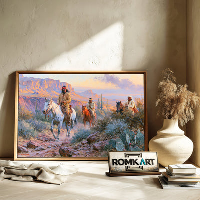 Native American Riders Oil Painting - image 6