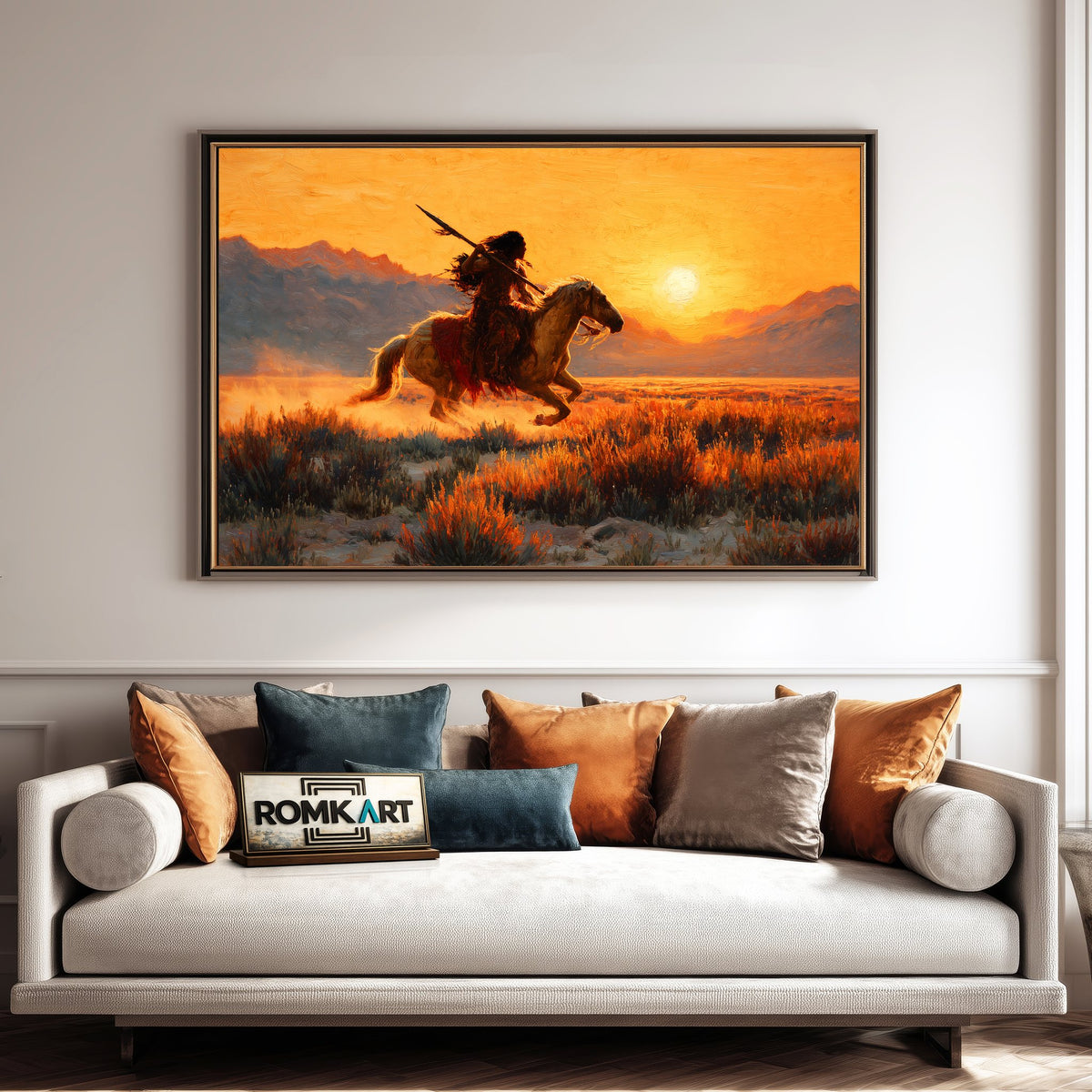 Native American Riding Horse Oil Painting - image 4