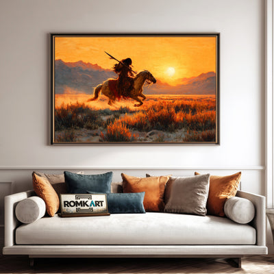 Native American Riding Horse Oil Painting - image 4