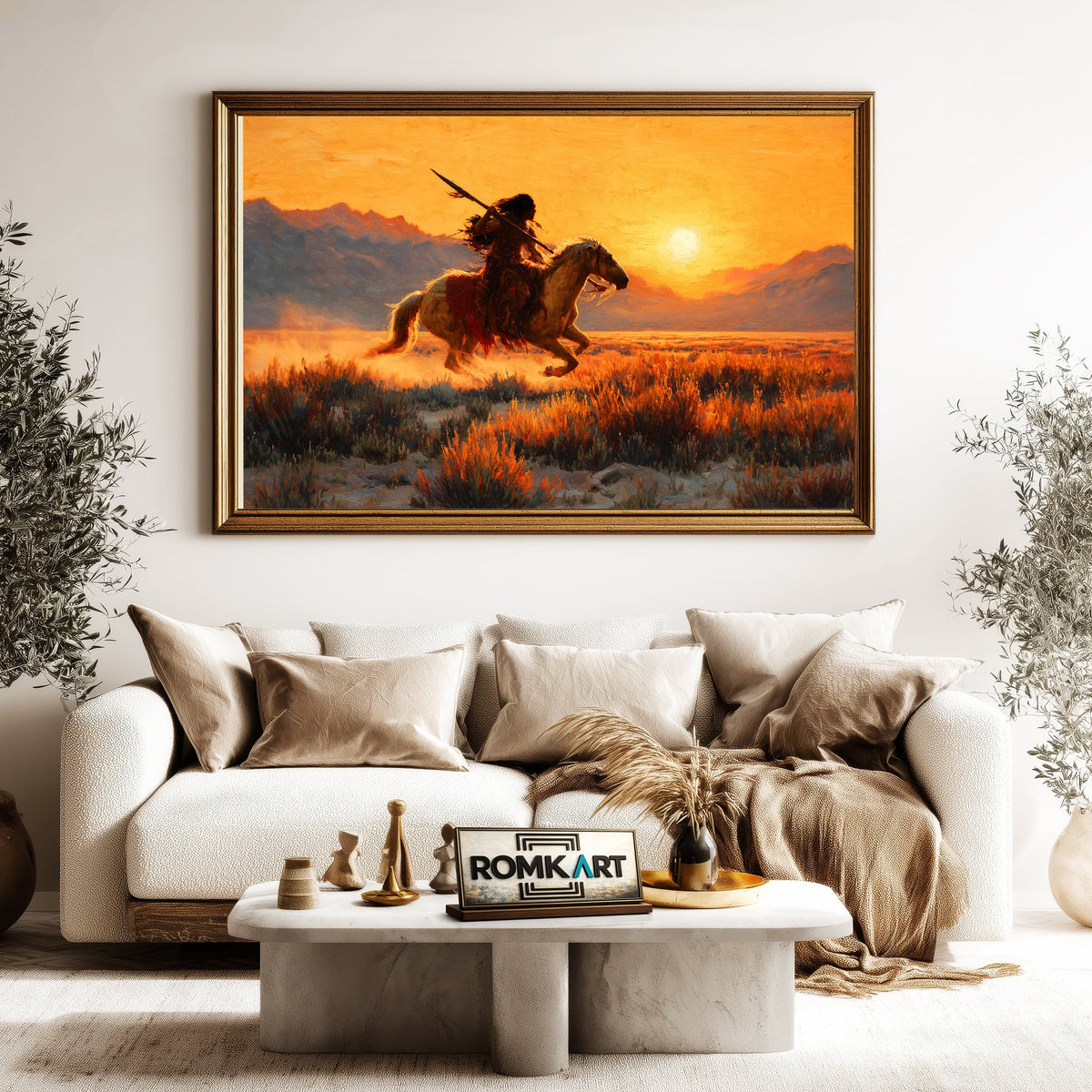 Native American Riding Horse Oil Painting - image 5