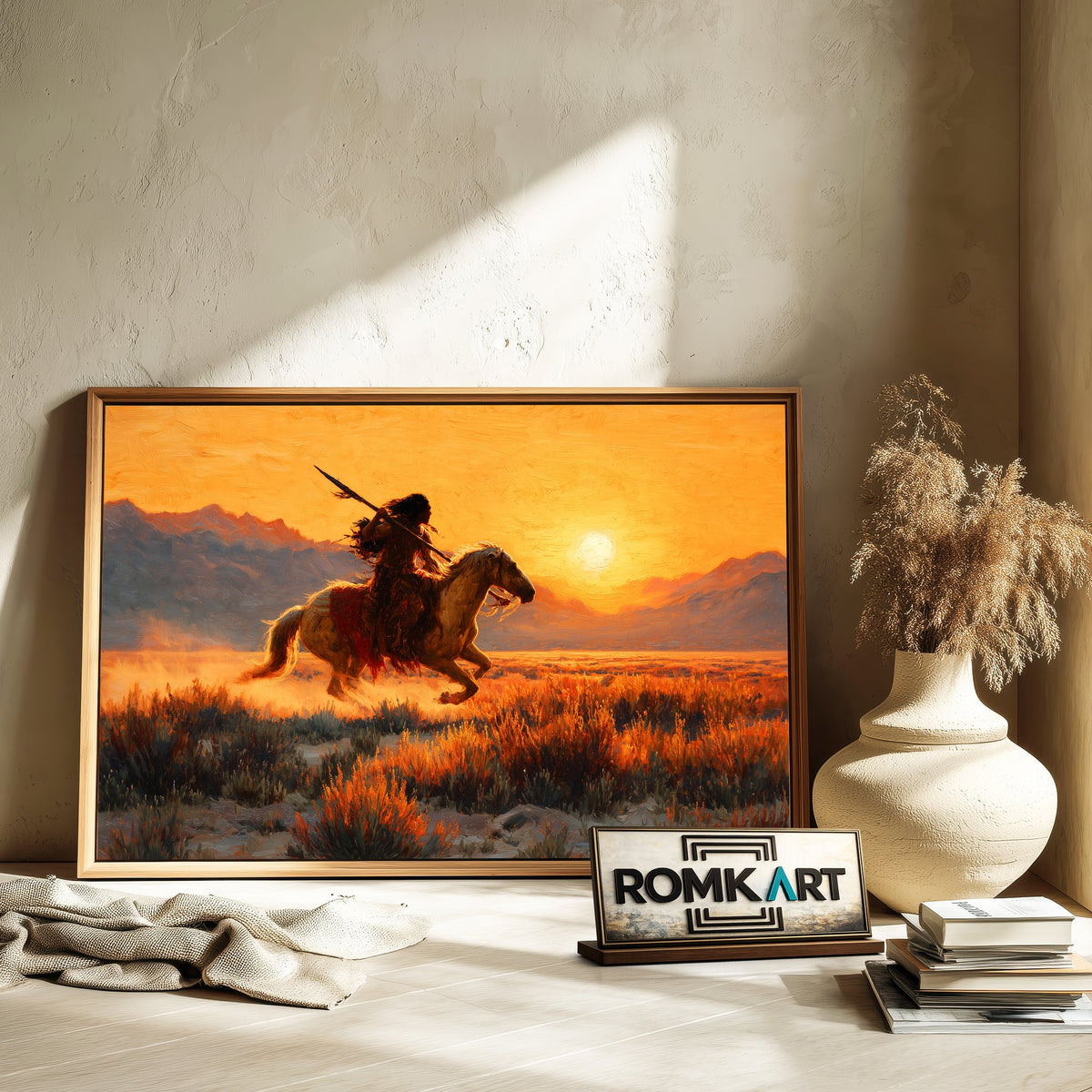 Native American Riding Horse Oil Painting - image 6