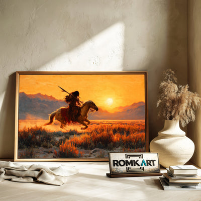 Native American Riding Horse Oil Painting - image 6